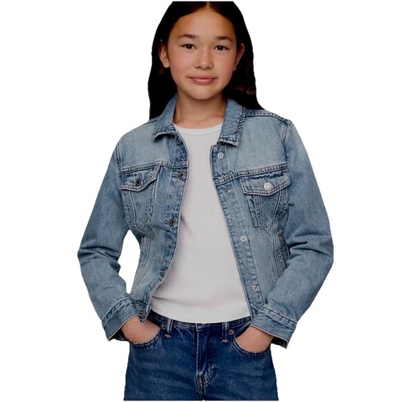Gap Kids Denim Jean Jacket Girls Small 6/7 Regular Blue Button Front Classic - Picture 1 of 11
